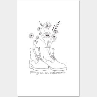 Boots art with flowers Posters and Art